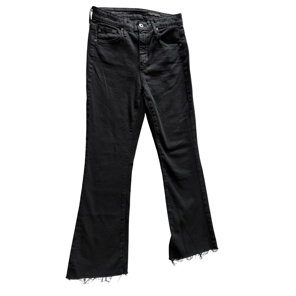 AG Adriano Goldschmied Farrah Boot Crop High Rise Black Jeans Raw Hem 26 HYD1D55